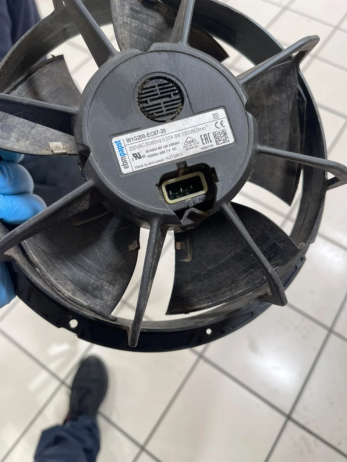 Ventilatore dopo la pulizia, prima del rimontaggio.